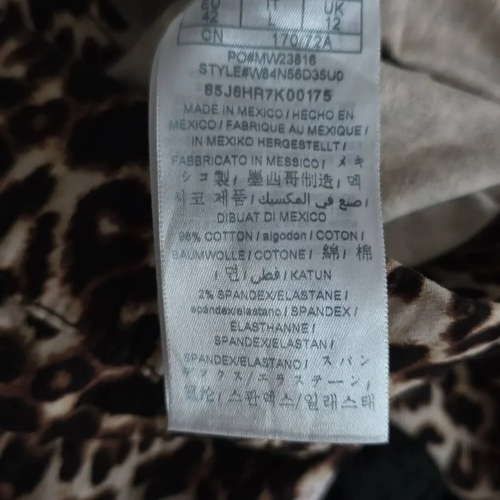 Guess Women's Size Large Tan Black Cheetah Print Cotton Blend Full Zip Jacket